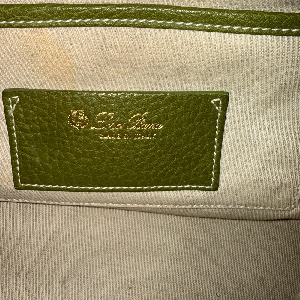 LORO PIANA Olive Green Leather Tote Bag - Picture 2 of 9